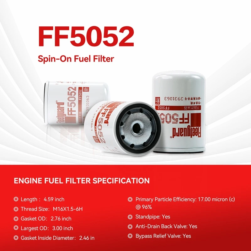 Топливный фильтр Fleetguard FF5052, совместимый с двигателями Cummins B4.5, 4B3.9-G.