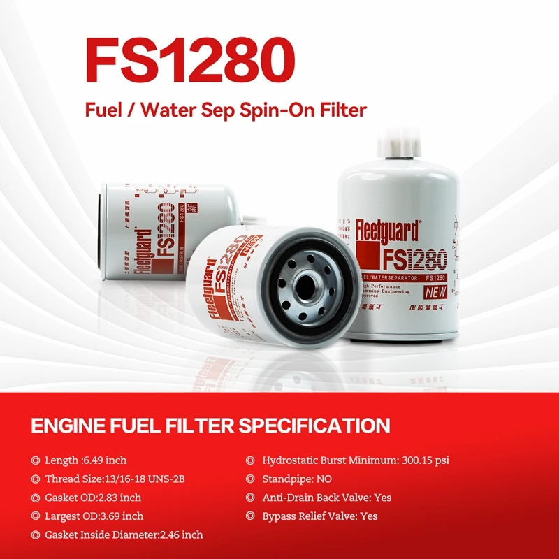 Топливоотделитель Fleetguard FS1280, совместимый с двигателем Cummins 6B5.9