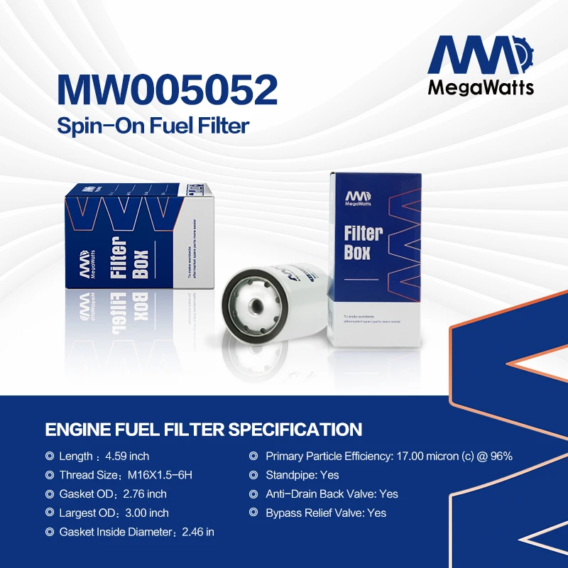 Топливный фильтр Fleetguard FF5052, совместимый с автомобилями Volvo D6H, D4H, D5D.
