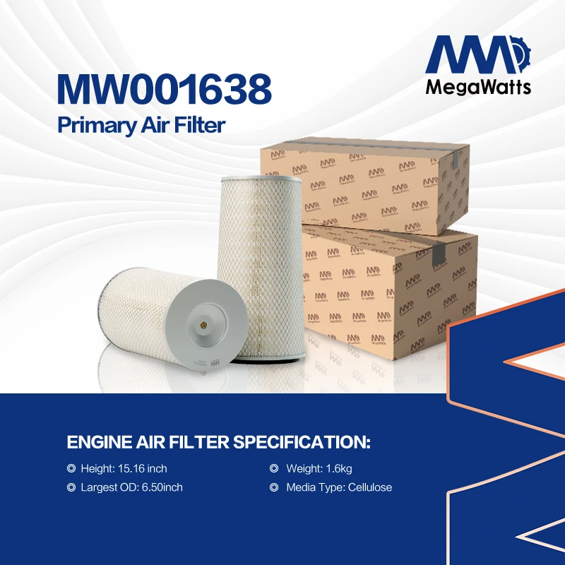 Воздушный фильтр KW1638 Fleetguard MW001638, совместимый с двигателем Cummins 4BTA3.9-G11.